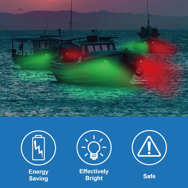 Obcursco Boat Navigation Lights, LED Red and Green Vertical Mount for Bow and Stern, IP67 Waterproof Marine Lights for Pontoon, Bass, and Jon Boats(Sliver) - Image 5